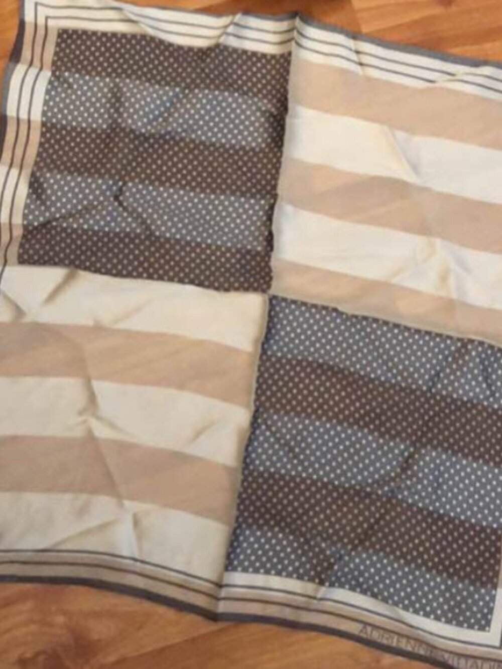 Adrienne Vittadini Geometric Scarf Gray White Dots